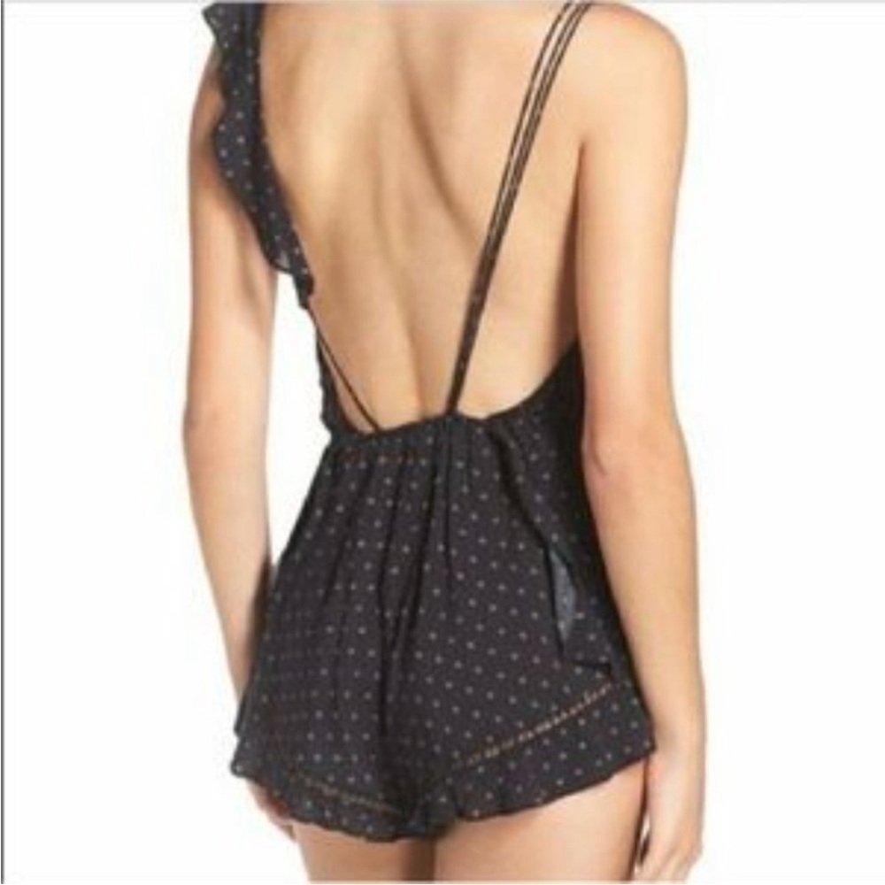 Free People One of These Days Ruffle Strap Open Back Romper Sz XS